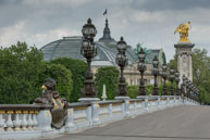 Grand Palais across Pont Alexandre III / Beautiful lamp posts across Pont Alexandre III leading to Grand Palais