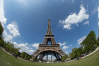 Eiffel Tower from the park / Wide angled view of the Eiffel Tower