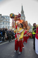 Dragon dancing along the parade / Dragon dancing passed St. Martin's in the Field at the head of the arade through Chinatown to celebrate Chinese New Year