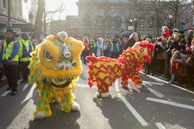 Two Lions / Two traditional dancing lions on the parade through Chinatown to celebrate Chinese New Year