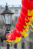 Row of Red Chinese Lanterns / A row of red Chinese lanterns in Trafalgar Square