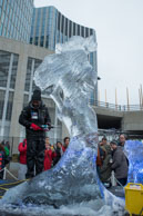 Elegant Lady / Africa sculptor working on their winning elegant lady ice sculpture