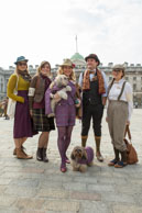 Purple Tweed / Runners in this year's London Tweed Run gathering in the courtyard at Somerset House