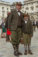 Tweed Father & Son / Father and son dressed in tweed and ready with googles for the run