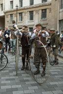 Two Penny Farthings / Two penny farthings just about to set off from Somerset House to the Guidhall Hall