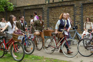 Arriving in Clerkenwell / Tweed Run riders arriving at the end in Clerkenwell