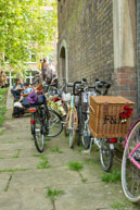 Parked Up / Bicycles parked at the end of this year's London Tweed Run, including one carrying a Fortnum & Mason hamper