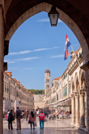 Dubrovnik Street through an Arch / Through the arch and down the street in Dubrovnik, Croatia