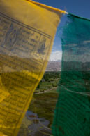 Through the prayer flags / A vista of the Himalayas through some prayer flags