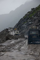 Barely passable / Parts of the Leh - Manali highway were barely passable due to the rain & landslides