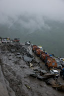 Road is blocked / Bad weather had causes landslides & traffic jams along the Leh - Manali highway