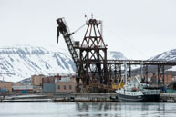 Old coal loading at Pyramiden dock / Pyramiden, an abandoned Russian mining settlement