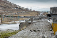 Old playground next to mining works / Pyramiden, an abandoned Russian mining settlement