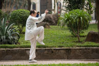 Morning Tai Chi / Early morning exercise by the lake in Hanoi, Vietnam