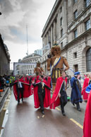 Image 294 / Society of Young Freemen with the Worshopful Companiy of Weavers escorting Gog and Magog in the Lord Mayor's Procession on 8th November 2014
