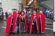 LMP-2015-028 / The Guild of Young Freemen with the Worshopful Companiy of Weavers escorting Gog and Magog in the Lord Mayor's Procession on 14th November 2015