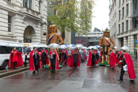 LMP-2015-066 / The Guild of Young Freemen with the Worshopful Companiy of Weavers escorting Gog and Magog in the Lord Mayor's Procession on 14th November 2015