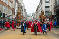 LMP-2015-258 / The Guild of Young Freemen with the Worshopful Companiy of Weavers escorting Gog and Magog in the Lord Mayor's Procession on 14th November 2015