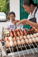 Street Food / Thai Sauages found on the street in Bangkok, Thailand