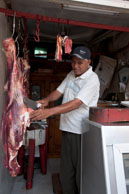 Egyptian butcher / Buther cutting meat in Islamic Cairo