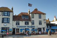 Sea front Pub / The London Trader prepared for Pirate Day in Hastings