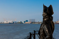 Lord Nelson / Statue of Lord Nelson in Greenwich with O2 Arena in the background