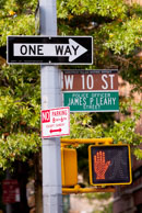 New York street signs / View of street signs in New York