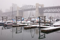 Snow in the marina / Winter has set in down in the marina on Granville Island