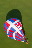 Landed / Bright Union Flag balloon landed below