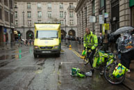 Paramedic with his bicycle / Ambulance Service on duty for the 2014 London New Year's Day Parade