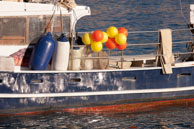 Fishing boat with bright buoys / Croatia in October 2011