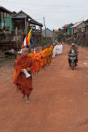 Marching monks / Experiences when travelling through villages in Cambodia