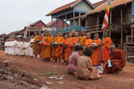 Monks accepting homage / Experiences when travelling through villages in Cambodia