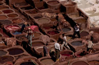 Tanneries in Fes / Workers and foreman in the tanneries in Fes