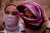 Two young girls / Two young girls from Berrem posing with their faces covered